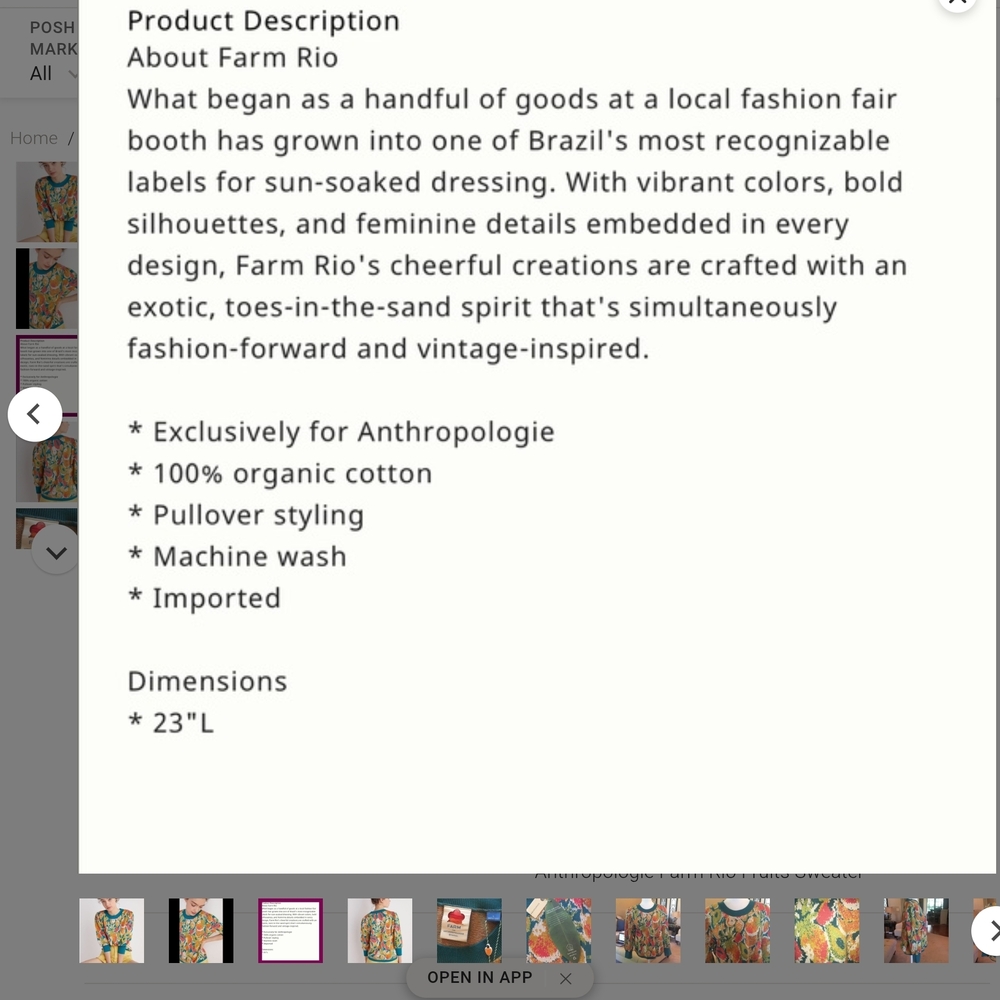 FARM Rio Multicolor Fruit & Floral Sweater - Picture 6 of 7
